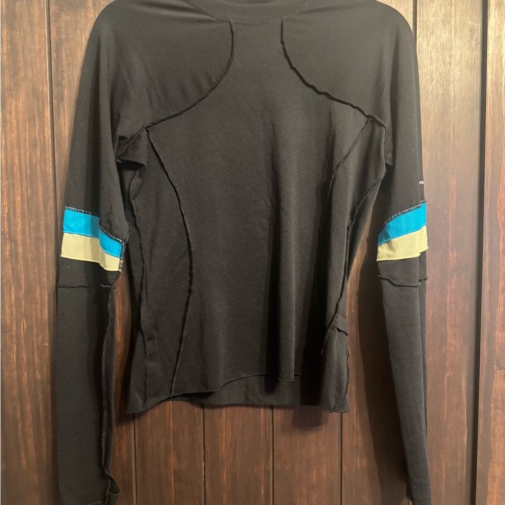 Lulu lemon Black Long Sleeve Top with Blue and Yellow Accents
